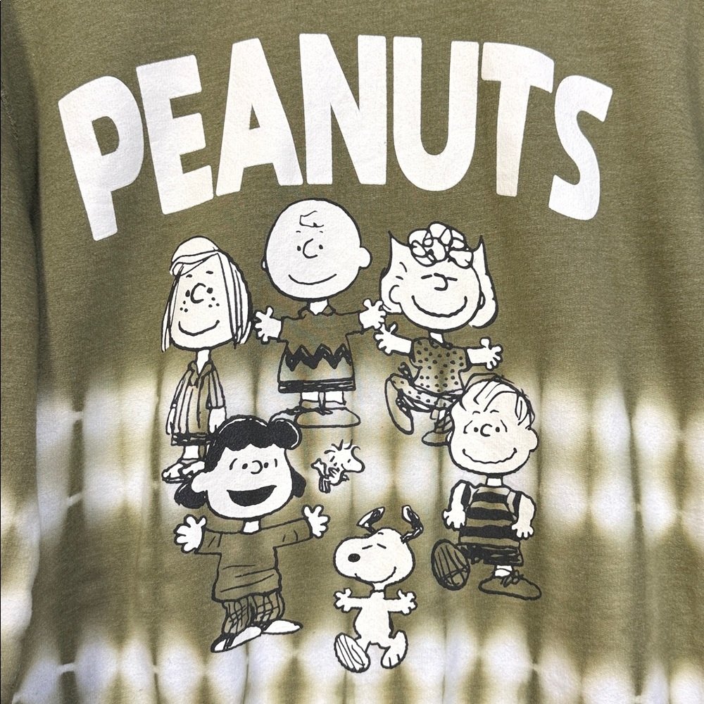 Peanuts Olive Tie-Dye Crewneck Sweater - Picture 2 of 4